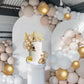 White Gold Balls Cake Toppers Balls Birthday Cake Decorations for Birthday Boho Wedding Baby Shower Party Decoration (White Gold)
