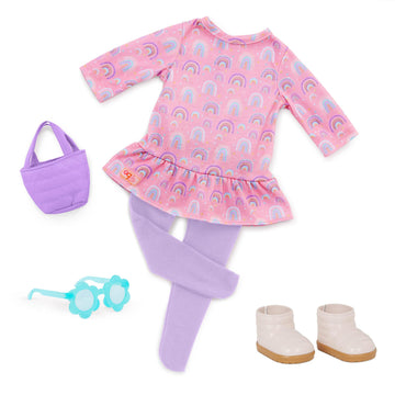 Outfit OG Sparkle Rainbow Dress Costume for 18 Inch Dolls