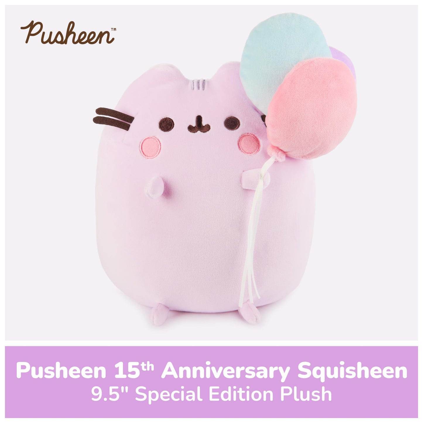 GUND Pusheen 15th Anniversary Special Edition Squisheen Plush Toy; Ages 1+