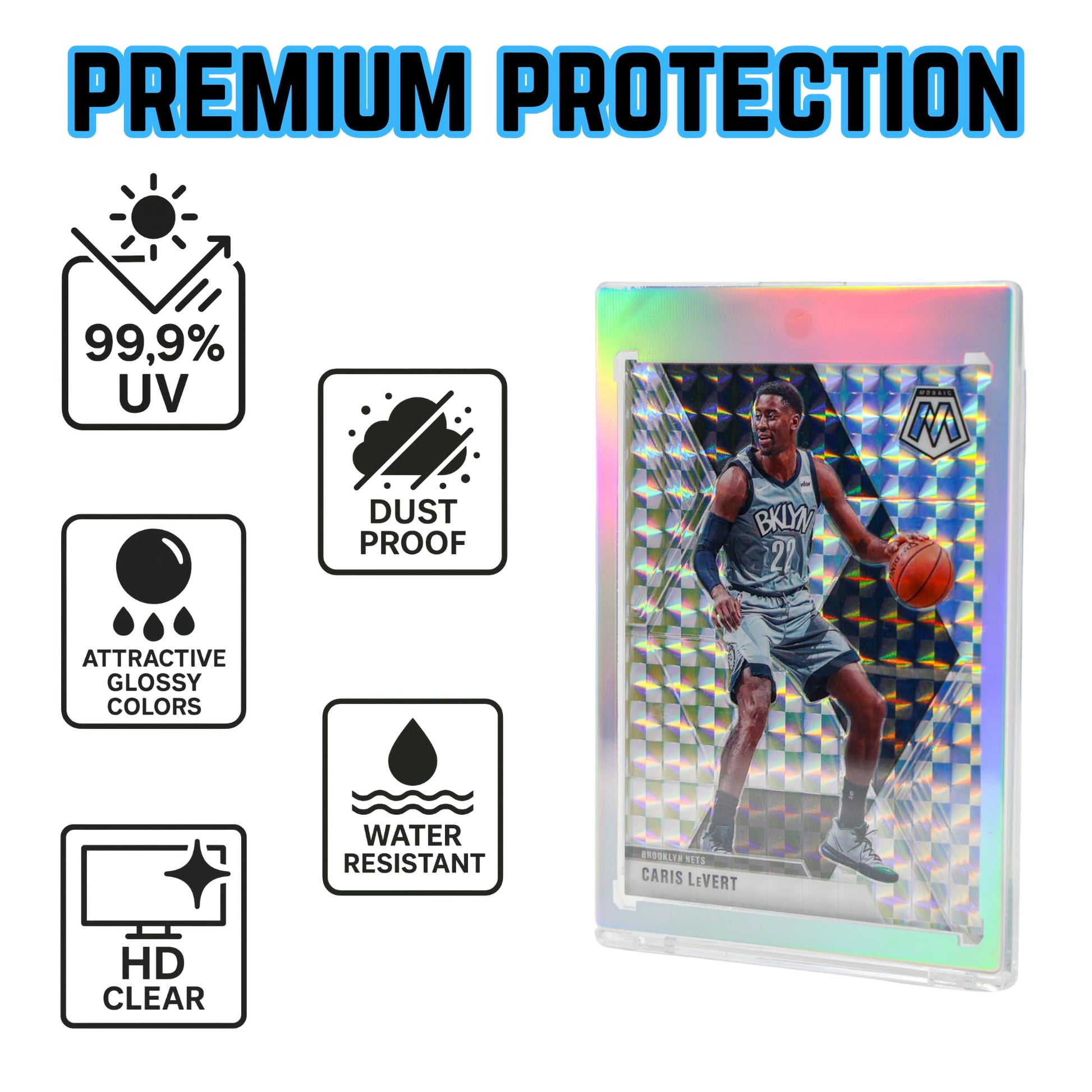 10 Colored Magnetic Card Holders - 35pt One Touch Card Holder | 99.9% UV Resistant Hard Plastic Case | Baseball Card Holder - Glossy, HD Clear