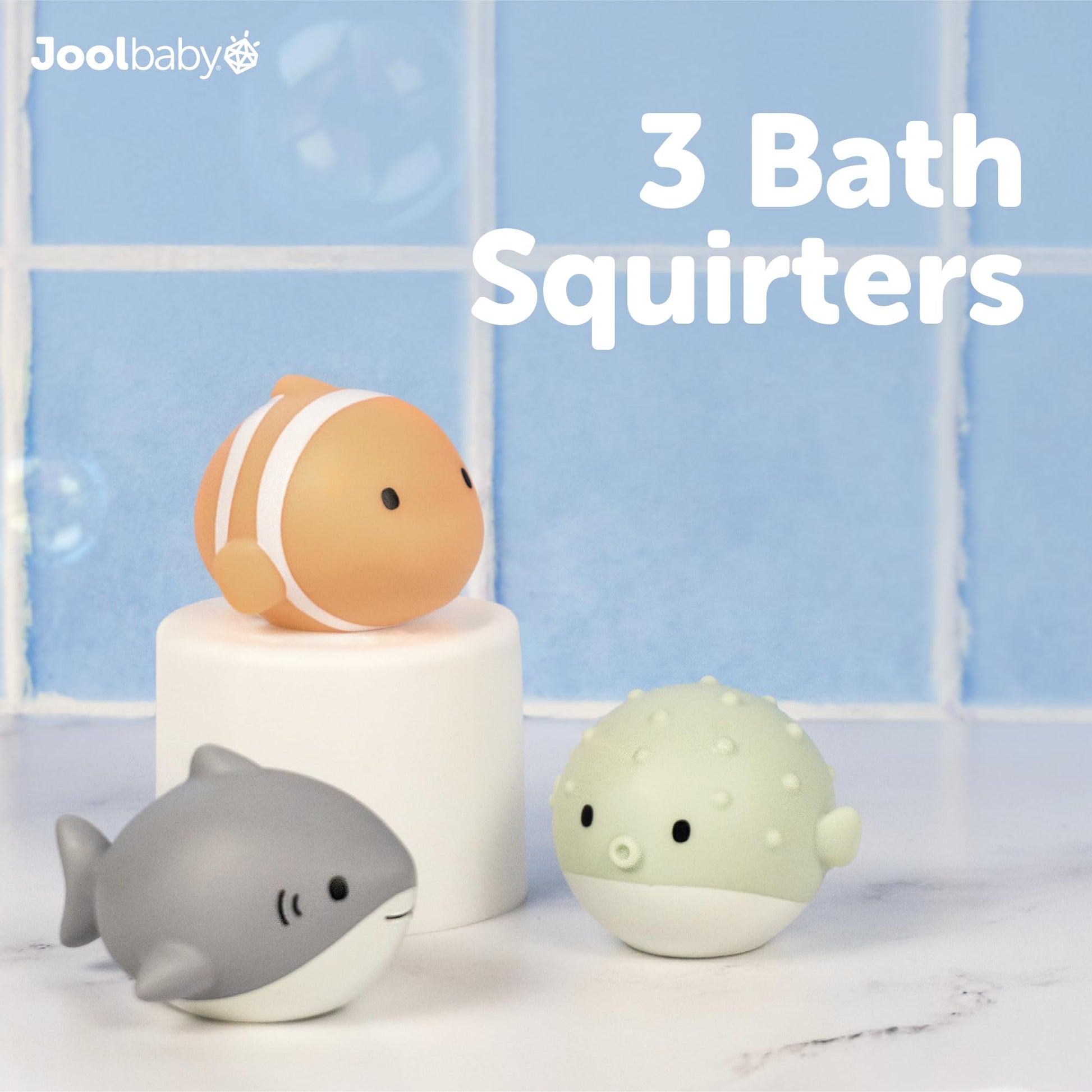 Jool Baby 15-Piece Bathtub Toys Gift Set with Bath Toy Storage Organizer