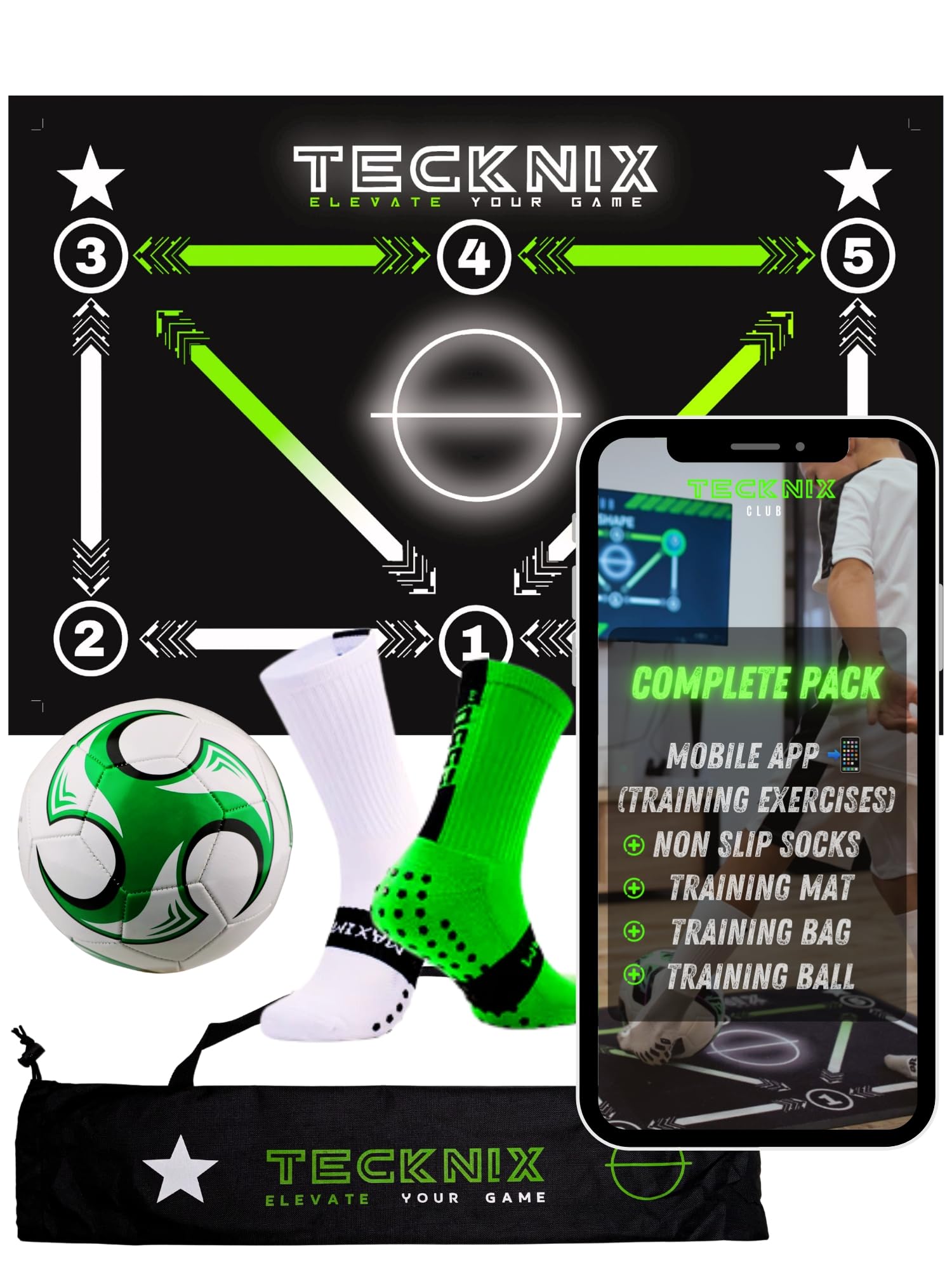TECKNIX Soccer Training mat with app - Soccer Dribble Trainer for Kids- Soccer Skills Training Equipment - Indoor Soccer Training Game - Ideal Gift