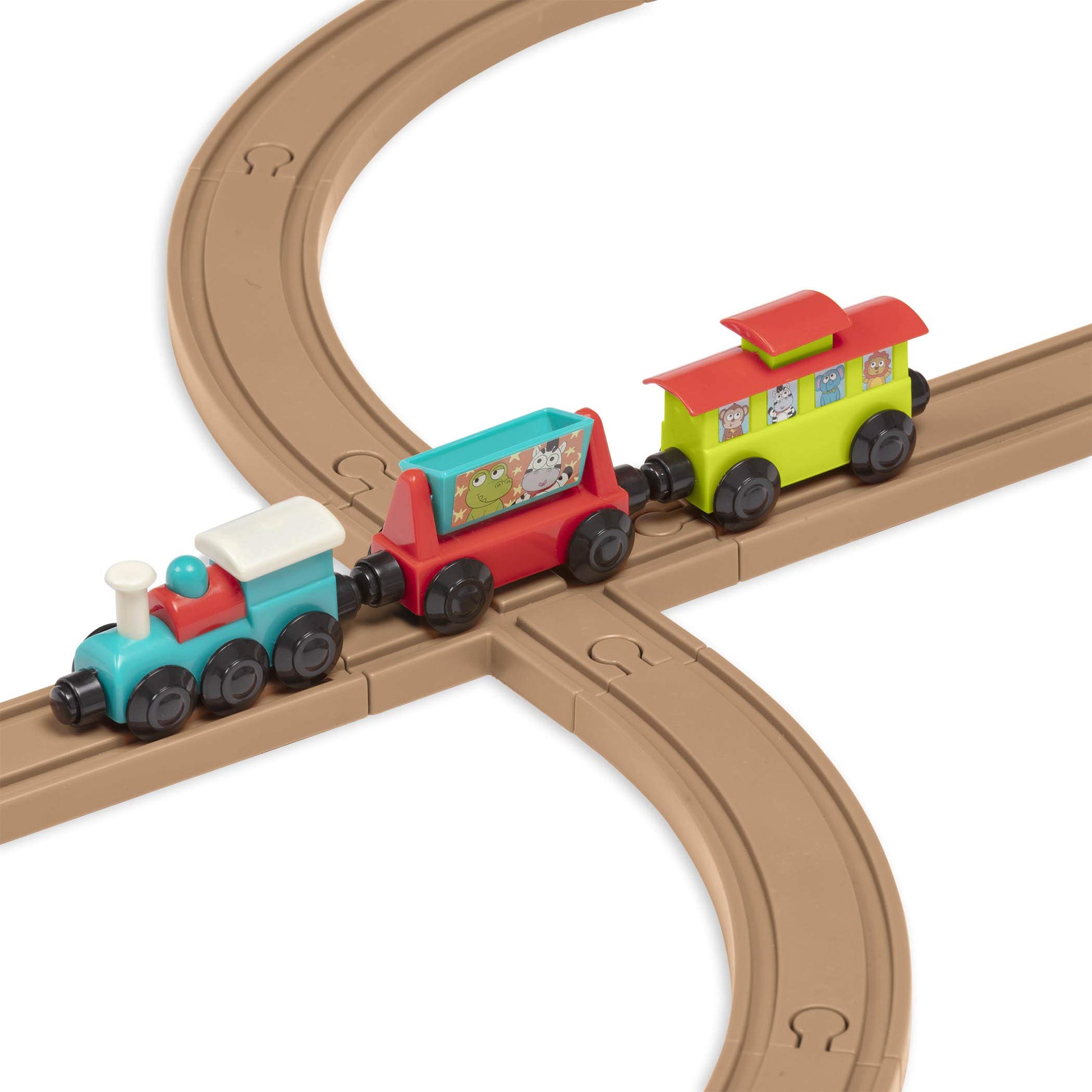 Battat Train Set for Kids, Toddlers, All Aboard 29-Piece Track Set, Trains