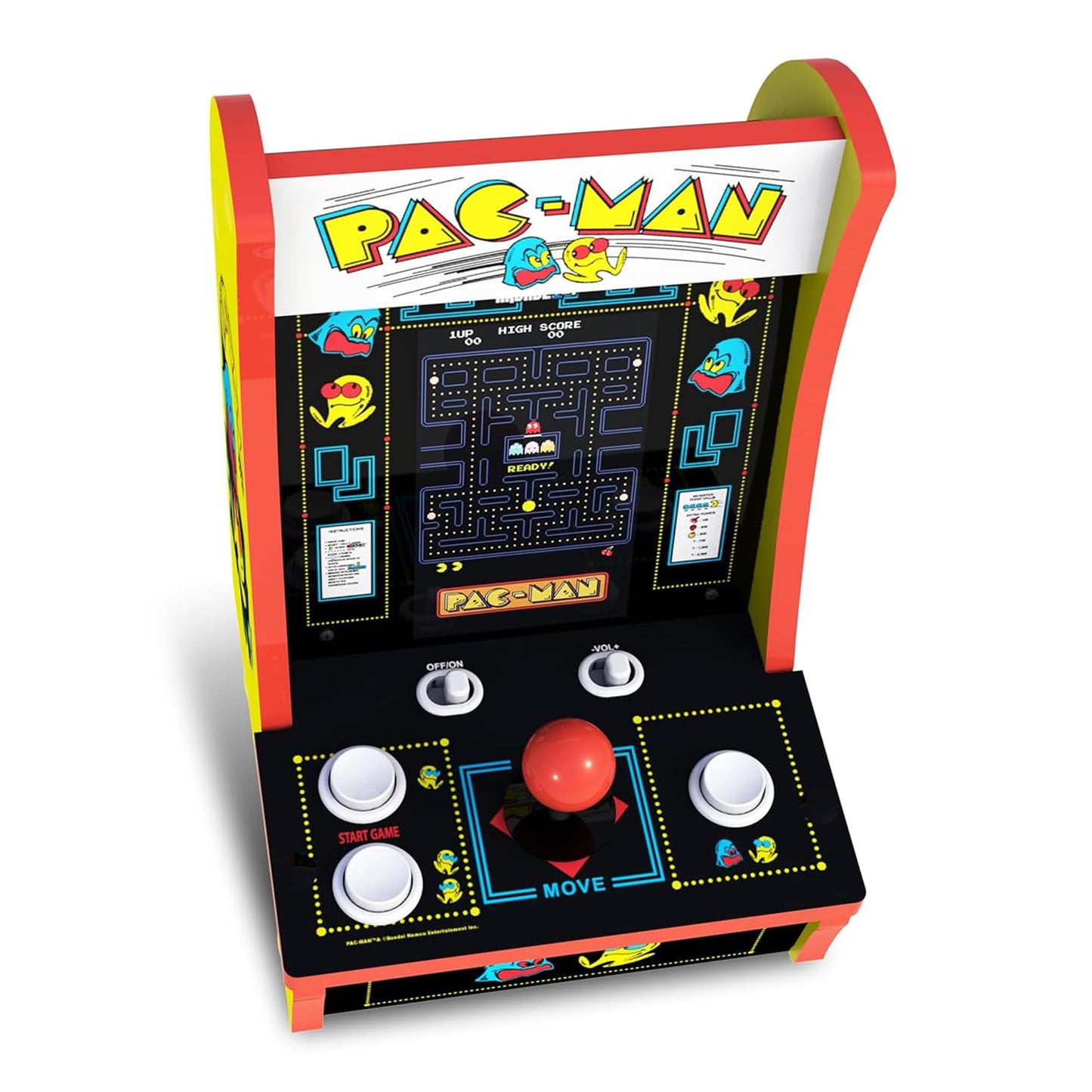 Arcade1Up Pac-Man Countercade Countertop Arcade Machine with 3 Retro Games, 7" LCD Screen and Full Size Real Feel Joysticks and Buttons