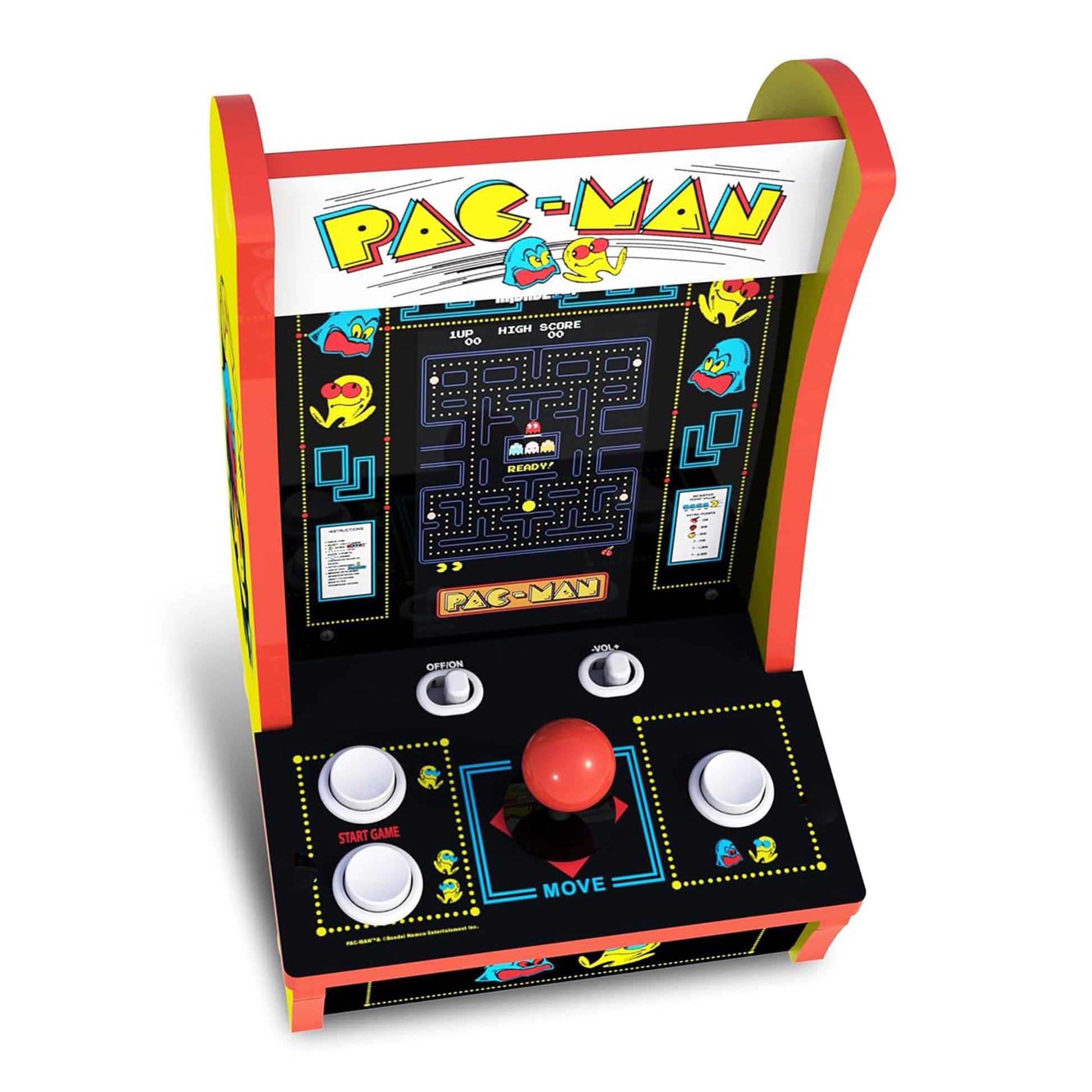Arcade1Up Pac-Man Countercade Countertop Arcade Machine with 3 Retro Games, 7" LCD Screen and Full Size Real Feel Joysticks and Buttons