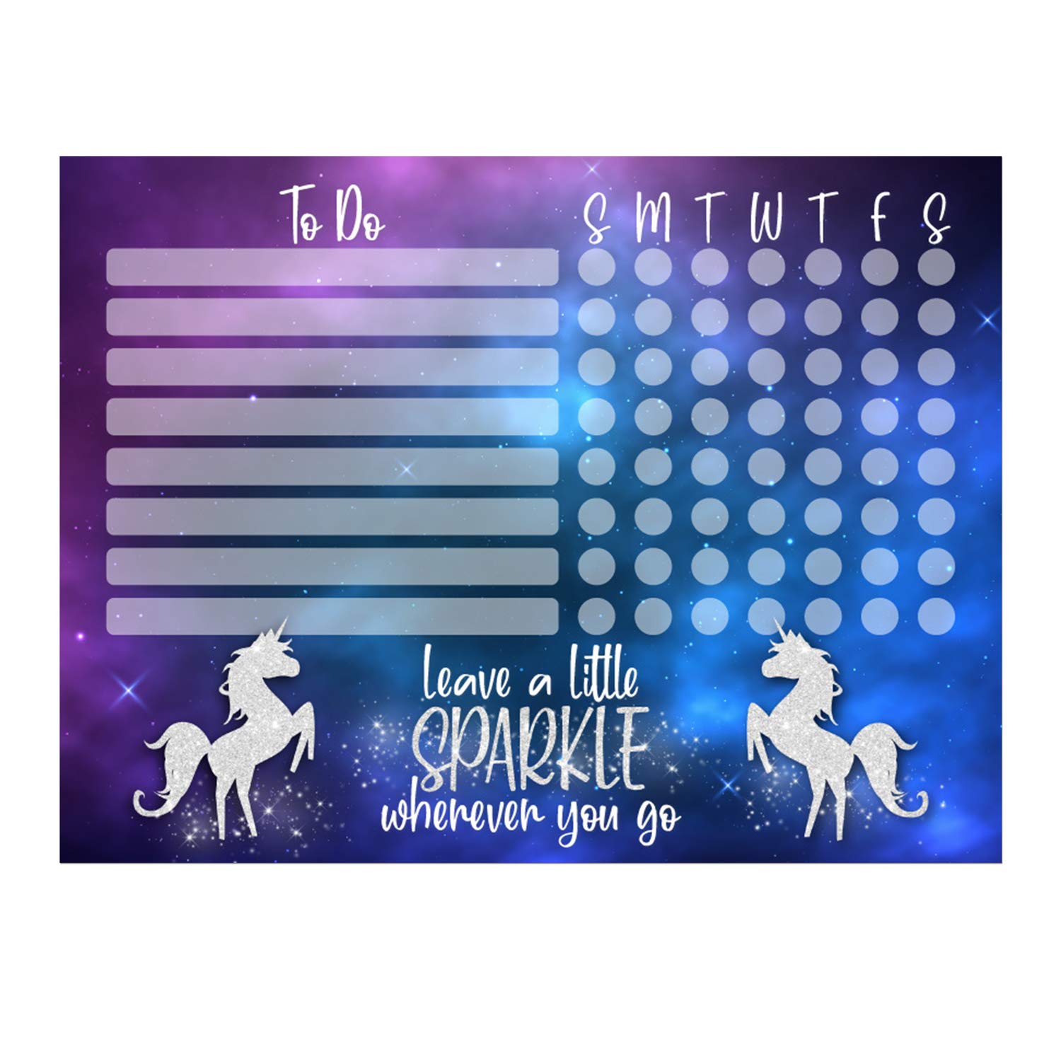 Dry Erase Whiteboard Task & Habit Tracker | Removable and Restickable Adhesive Decal | Fine-Tip Magnetic Marker Included | 9” x 12”