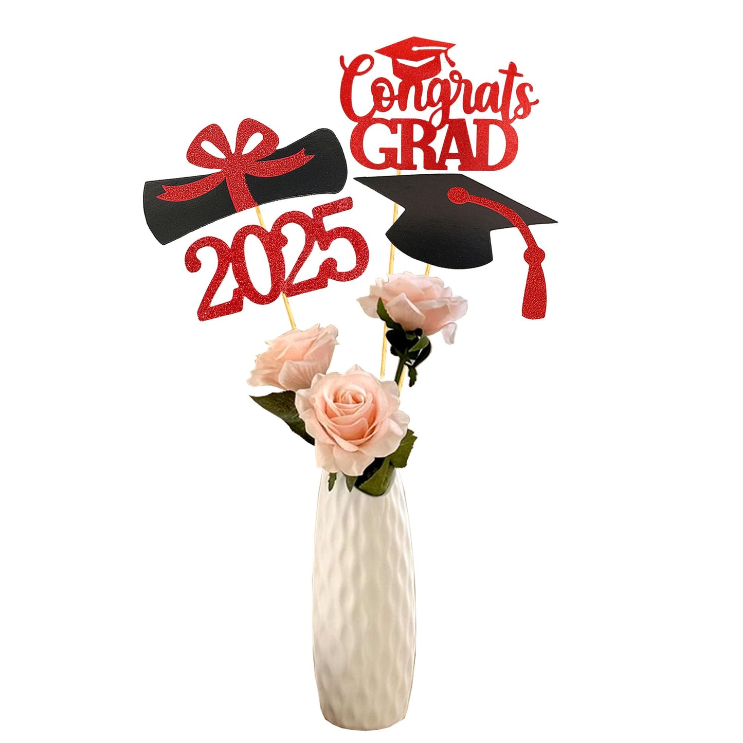 YuBoBo Graduation Decorations Class Of 2025 Table Vase Toppers Deco. 16 PCS Party Deco Supplies Photo Props Kits Big Sticker Party Centerpieces Favor