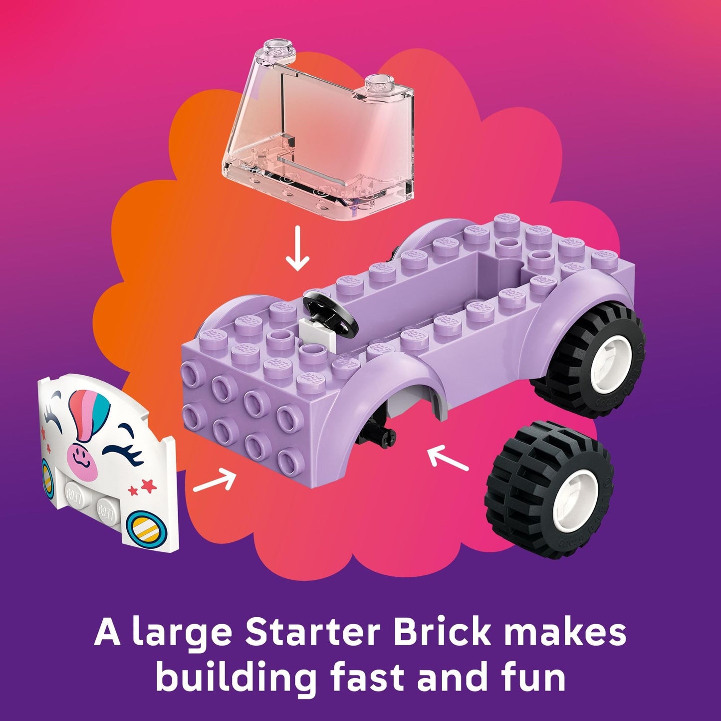 LEGO Friends Unicorn Cake Delivery Car Building Toy for Girls & Boys - Pretend Play Set for Preschool Kids, Ages 4+ - W/Paisley & Leo Minidolls &