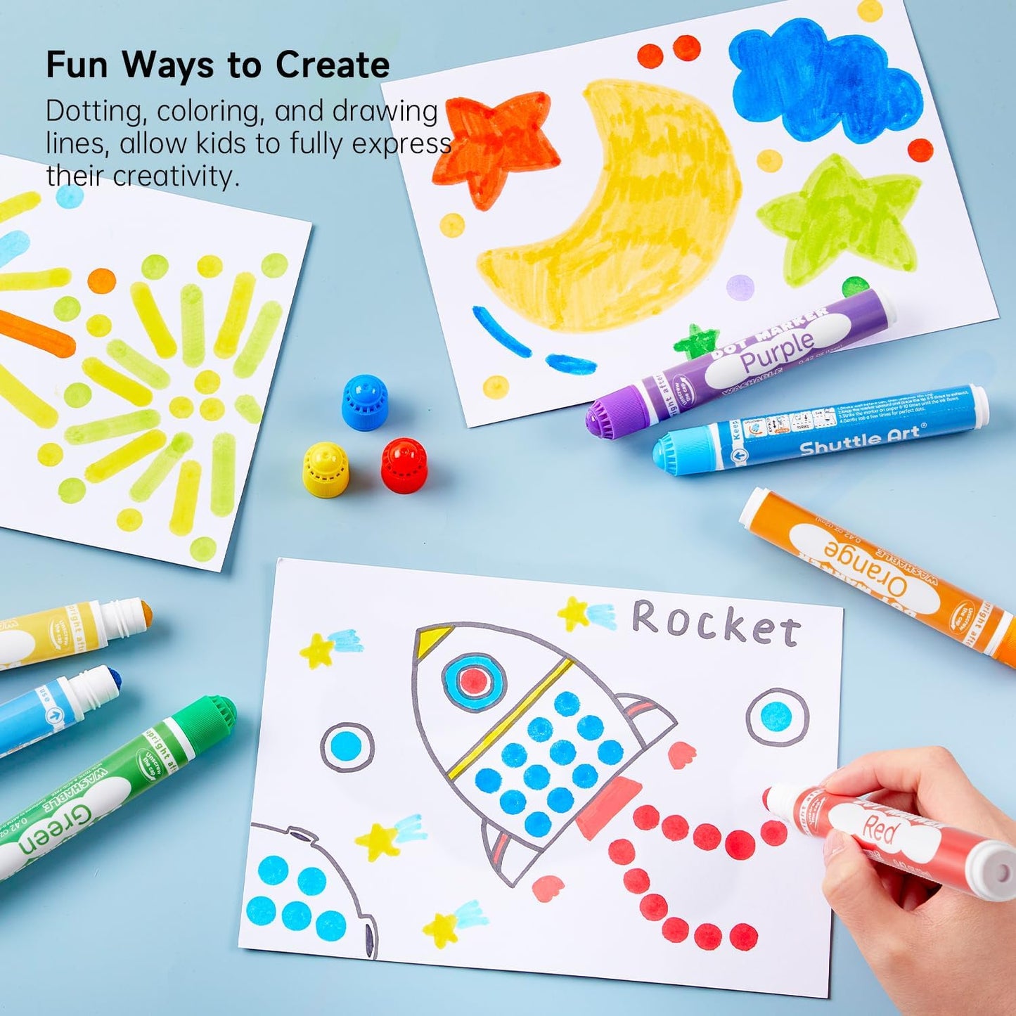 Shuttle Art Washable Dot Markers 36 Colors with Free Activity Book, Fun Art Supplies for Kids Toddlers and Preschoolers, Non Toxic Water-Based Paint