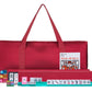 HNDTEK American Mahjong Set - Red Burgundy Soft Bag - 166 White Engraved Tiles, 4 All-in-One Rack/Pushers Western Mah Jongg Game Set