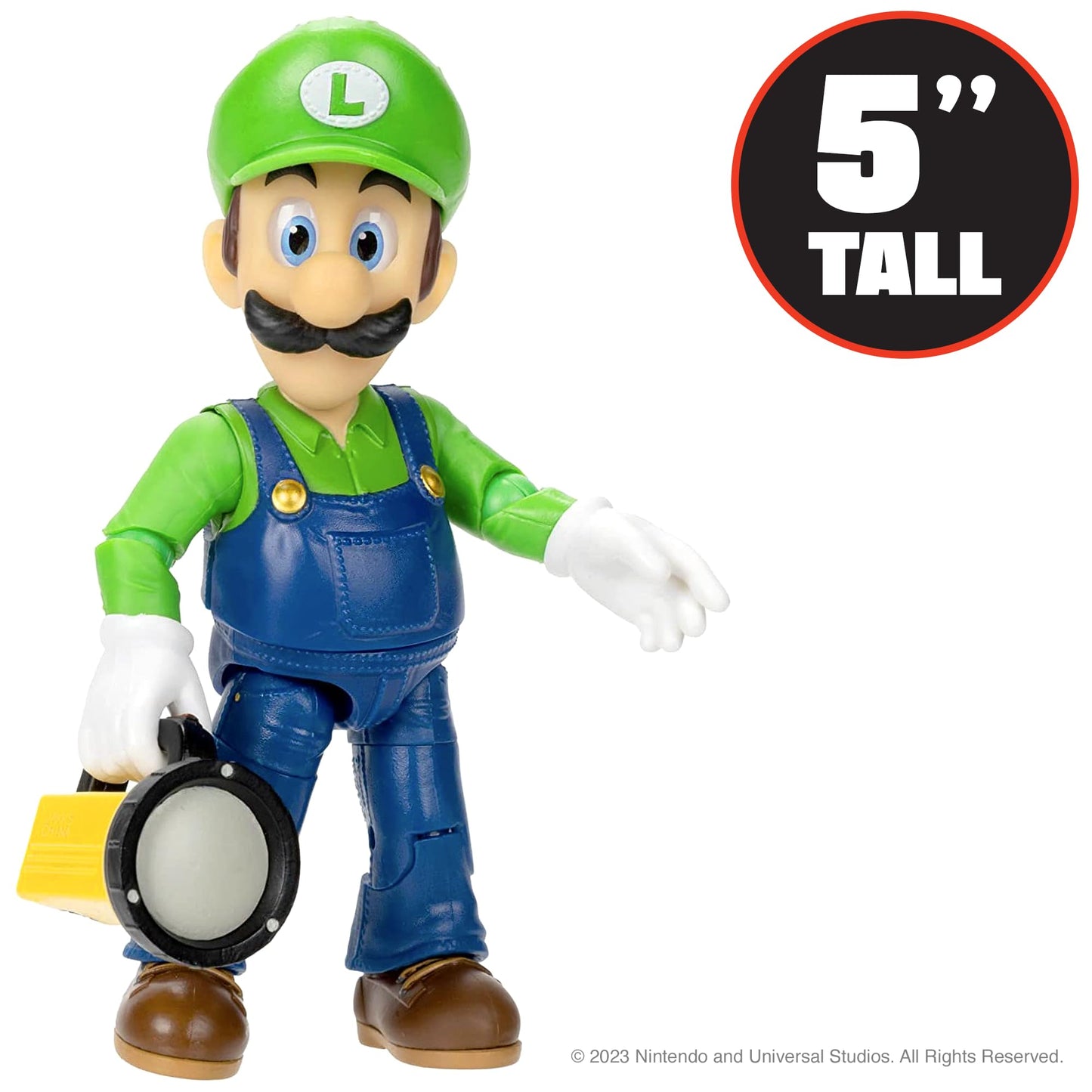 THE SUPER MARIO BROS. MOVIE - 5 Inch Action Figures Series 1 - Luigi Figure with Flashlight Accessory