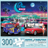 Bits and Pieces - 300 Piece Jigsaw Puzzle for Adults - Blue Moon Drive in - 50's Diner Movie Theater Car Jigsaw Puzzle by Artist Chris Dobrowolski