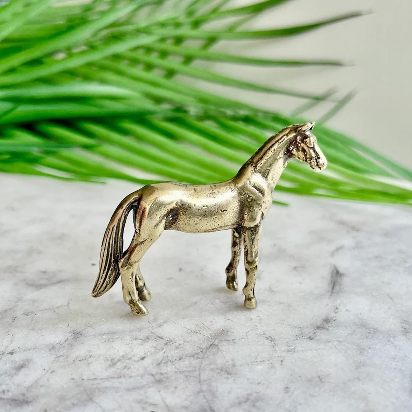 Aorvoras Miniature Horse Figurine, Brass Retro Statue Ornament, Dollhouse Micro Garden Landscaping Decoration