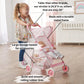Badger Basket Folding Doll Umbrella Stroller for Dolls Up to 18 Inches - Lightweight, Compact Doll Stroller with Safety Belt, Pink and White Design
