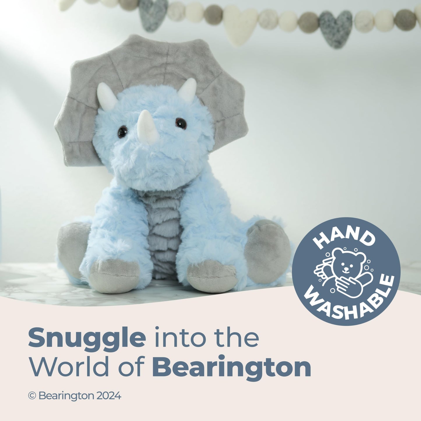 Bearington Lil' Tracer Dinosaur Baby Plush - 5" Soft Velour Blue and Grey Stuffed Animal with Rattle - Soft Dino Baby Toy Gift - Stuffed Animals