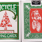 Lot 2 Bicycle Playing Cards Santa Back Decks Red and Green