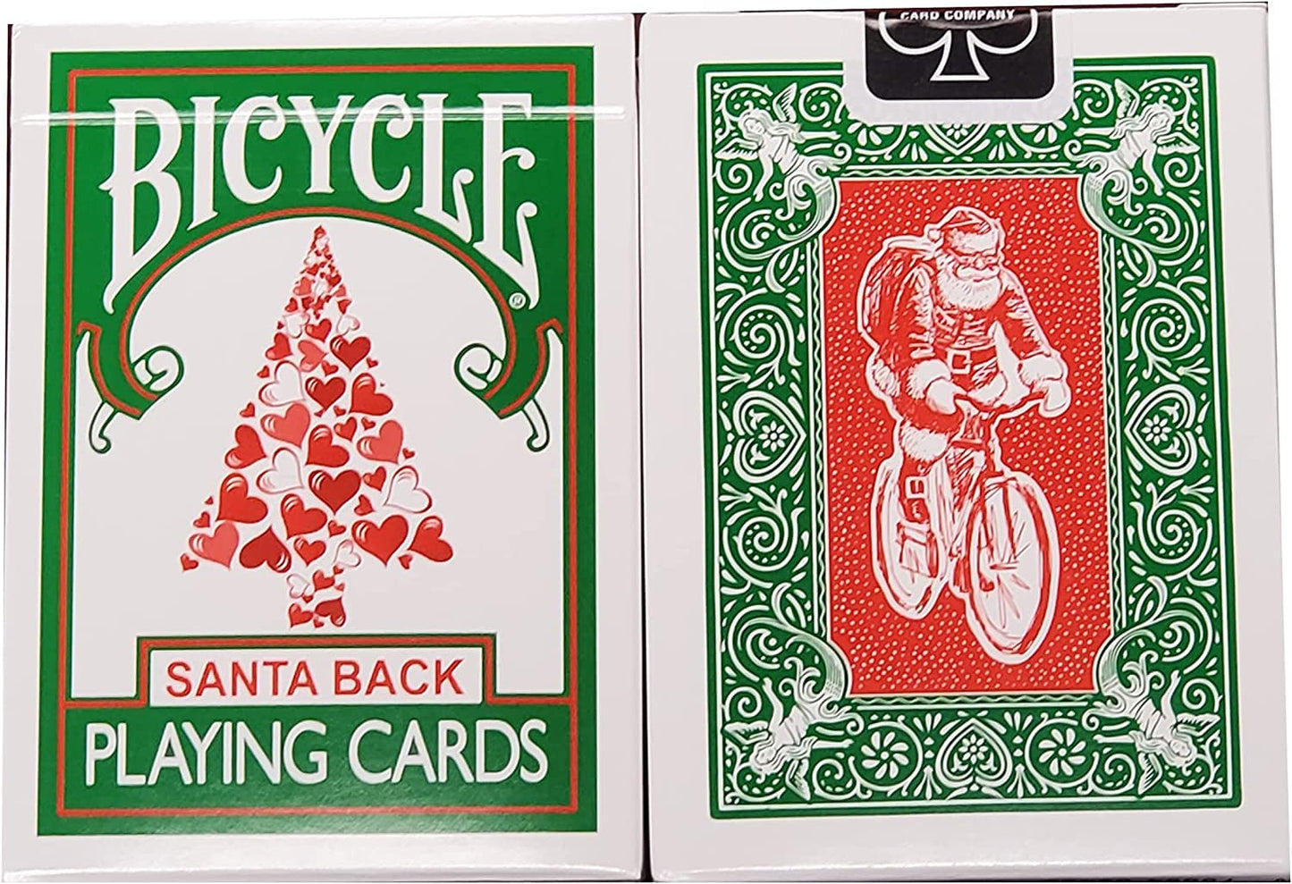 Lot 2 Bicycle Playing Cards Santa Back Decks Red and Green
