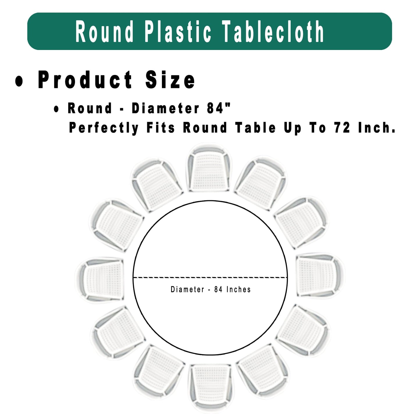 White Plastic Tablecloths 2 Pack Disposable Table Covers 84 Inch Circle Bridal Shower Party Tablecovers PEVA Solid Table Cloths for BBQ Picnic