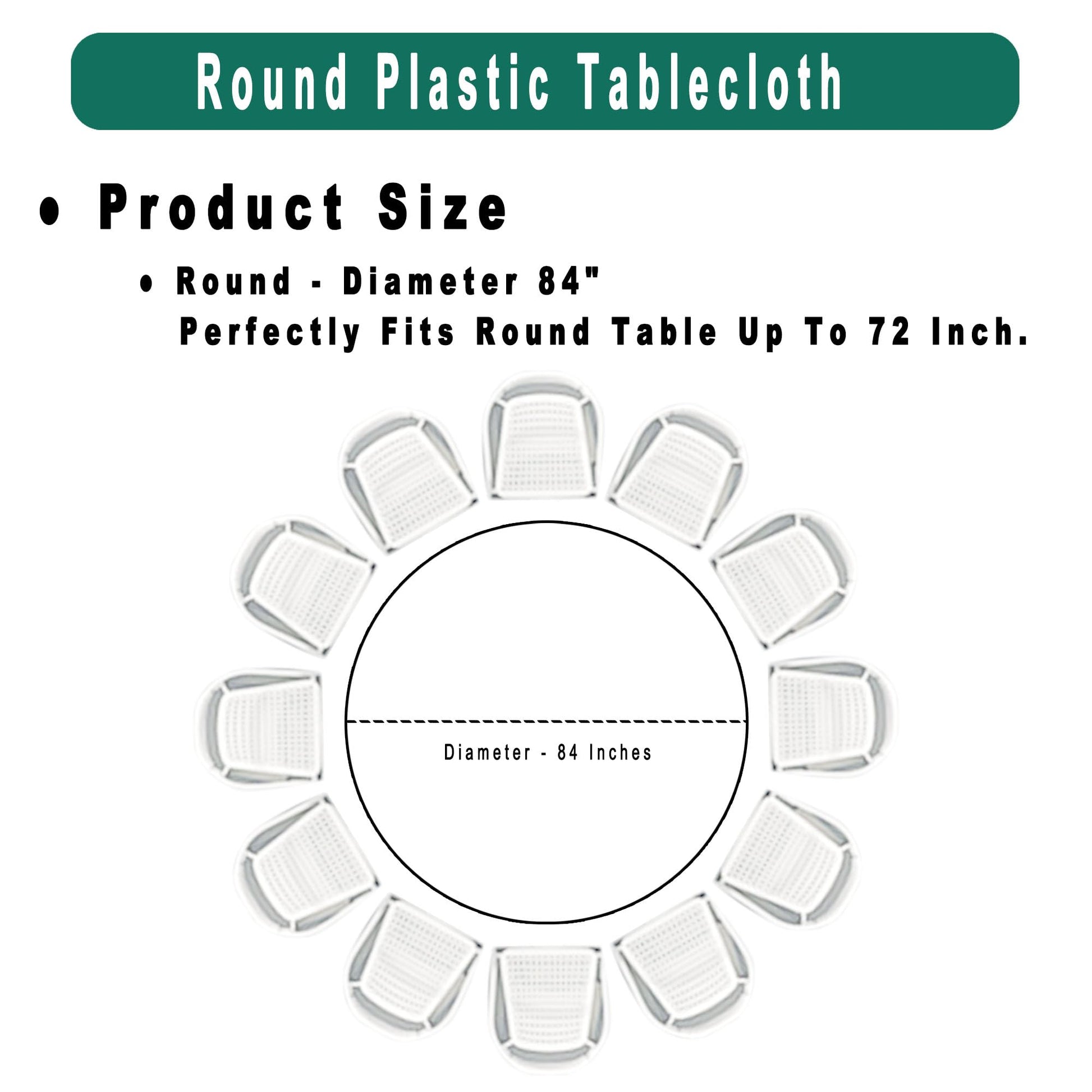 White Plastic Tablecloths 2 Pack Disposable Table Covers 84 Inch Circle Bridal Shower Party Tablecovers PEVA Solid Table Cloths for BBQ Picnic