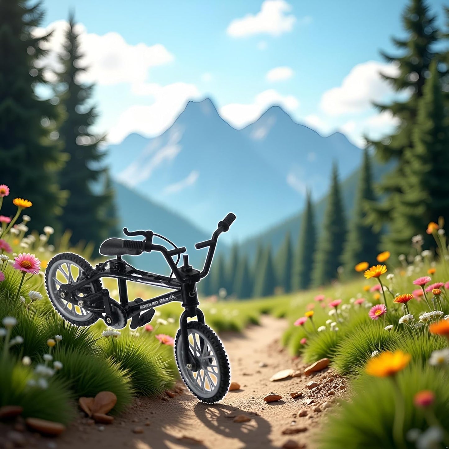 2Pcs Black 1/18 Diecast Bike Action Figure Toy,Mini Finger Mountain Bike Bicycle Art Crafts Desktop Decor Finger Bikes