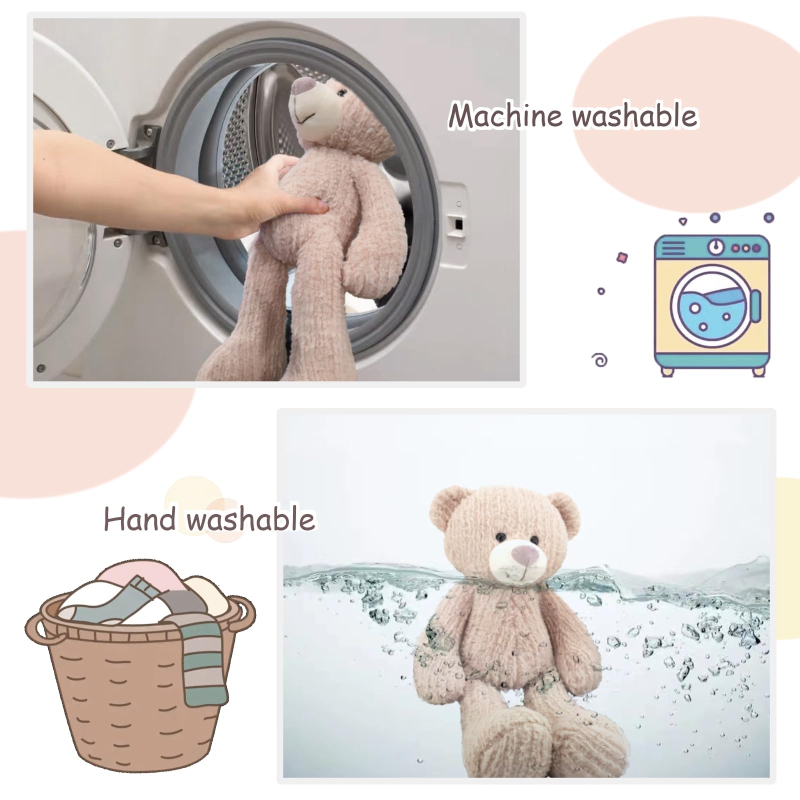 MR ViviCare 18" Pink Bear Stuffed Animals for Boys and Girls,Soft and Adorable Stuffed Bear Plush Toys for Newborn Babies,Cuddly Stuffed Bear