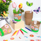 Garden Paper Pot Craft Kit 20 Pack Flower Plant Summer Craft with 50pcs Adhesive Foam Stickers 20pcs Paper Mache Pots Label Pen Flower Planting
