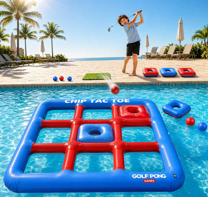 Golf Pong Chip Tac Toe Floating Pool Game, No Club Included