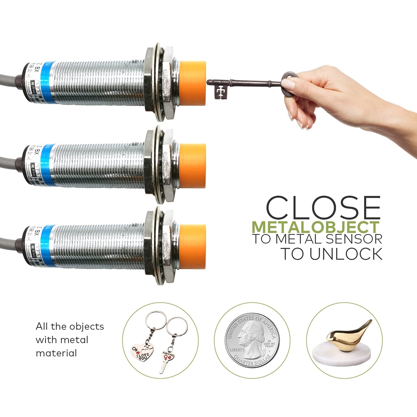 Takagism Real Life Escape Room Props Touch Two Magic Metal Sensors to Open The Door Metal Prop Adventurer Game Puzzle