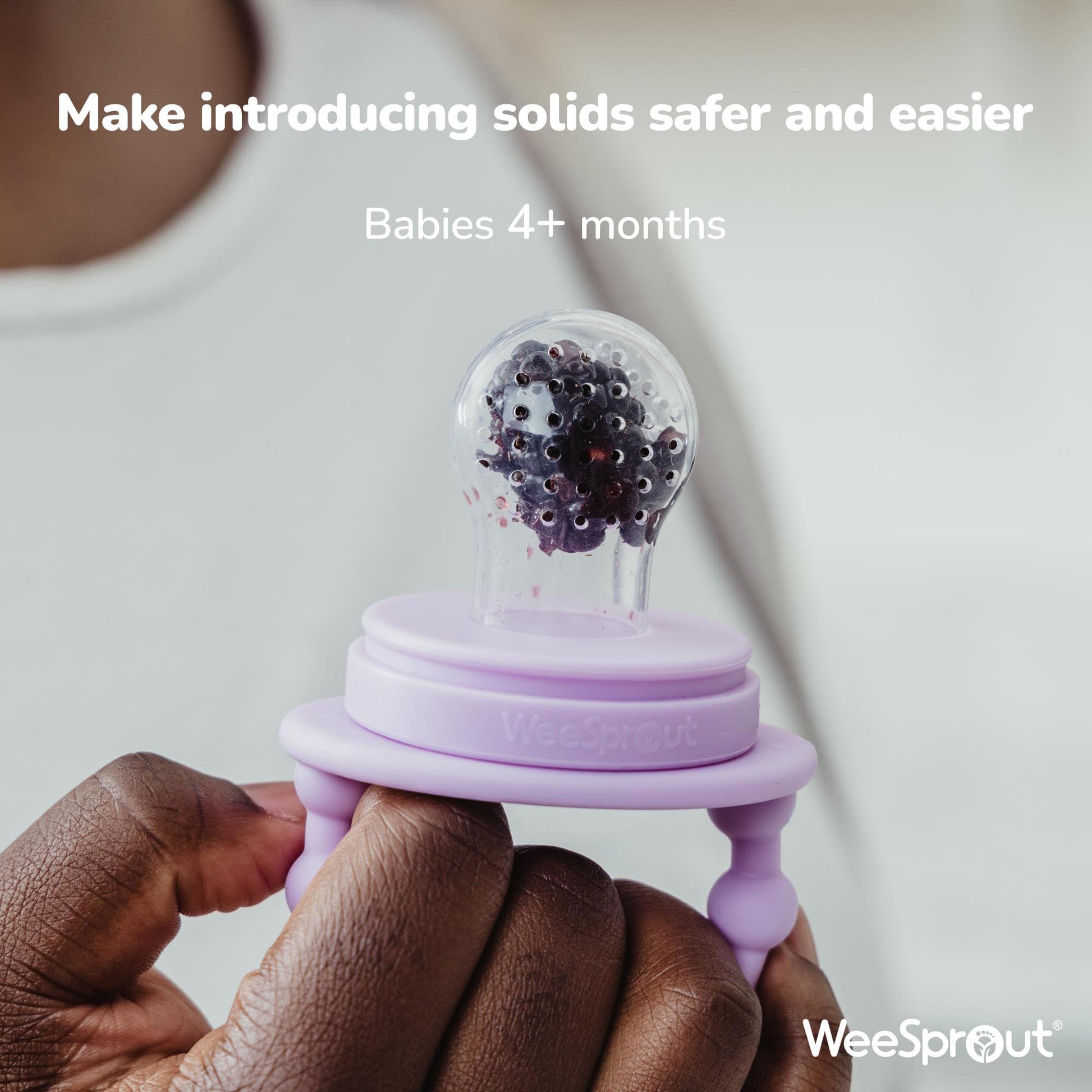 WeeSprout Baby Food Feeder Set - 2 Silicone Feeders & Reusable Freezer Tray with Lid - BPA-Free Fresh Fruit & Veggie Pacifier for Babies & Toddlers