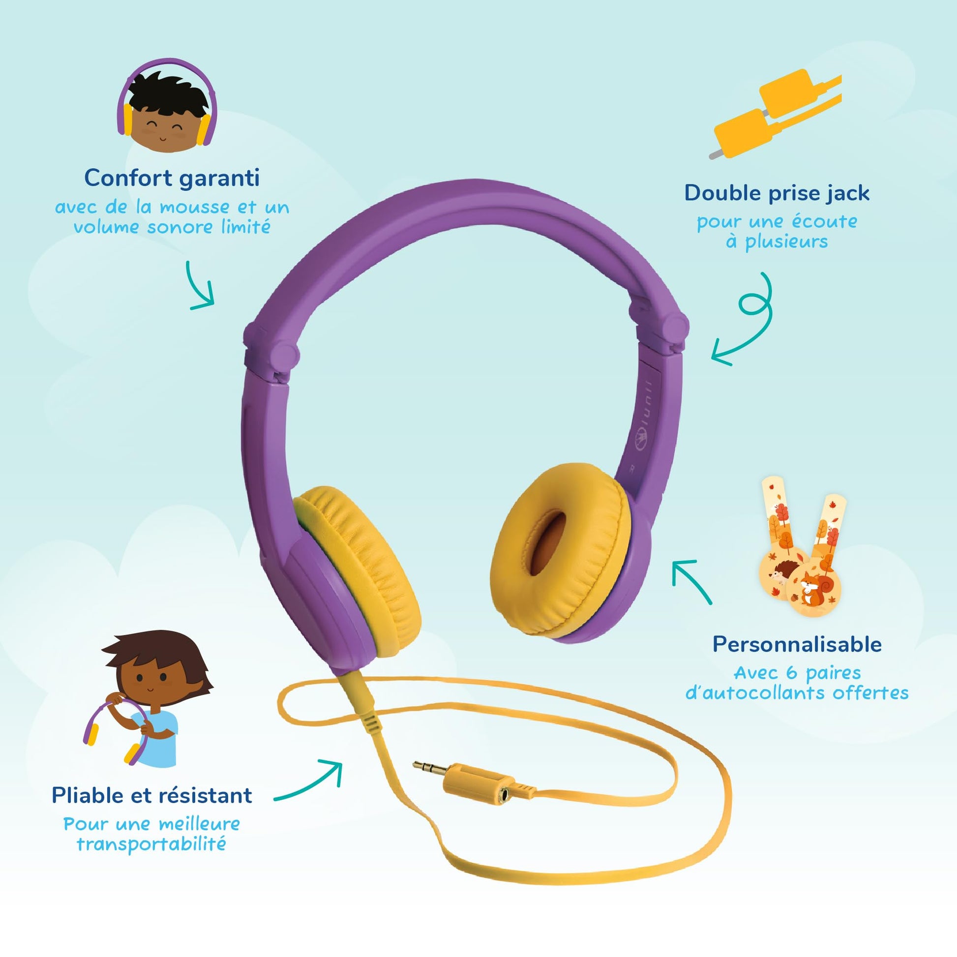 Lunii - Purple Headphones - Compatible with Ma Fabrique à Histoires - for Children from 3 to 8 Years Old