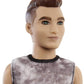 Barbie Ken Fashionistas Doll #176 with Sculpted Brunette Ombre-Tipped Hair Wearing a Sleeveless Tie-dye Shirt, Red Plaid Pants & Black Boots, Toy for
