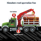 lonfypeng 15 Inch Friction Powered Timber Truck Toy with Loading Crane, 6 Wooden Logs & Lights/Sounds - Play Vehicle Gift for Boys Girls Kids Ages 3-7