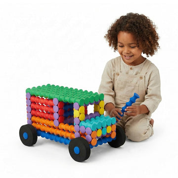 Popular Playthings Playstix, Building Sticks Kit For Kids, Construction Stem Building Toy Gift for Boys & Girls - Jumbo Multicolor Set 150 Piece