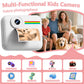 Kids Camera Instant Print with Color Printing Paper and Protective Case 32GB Card, Front Rear Dual Selfie Kids Camera with 1080P Videos, Christmas