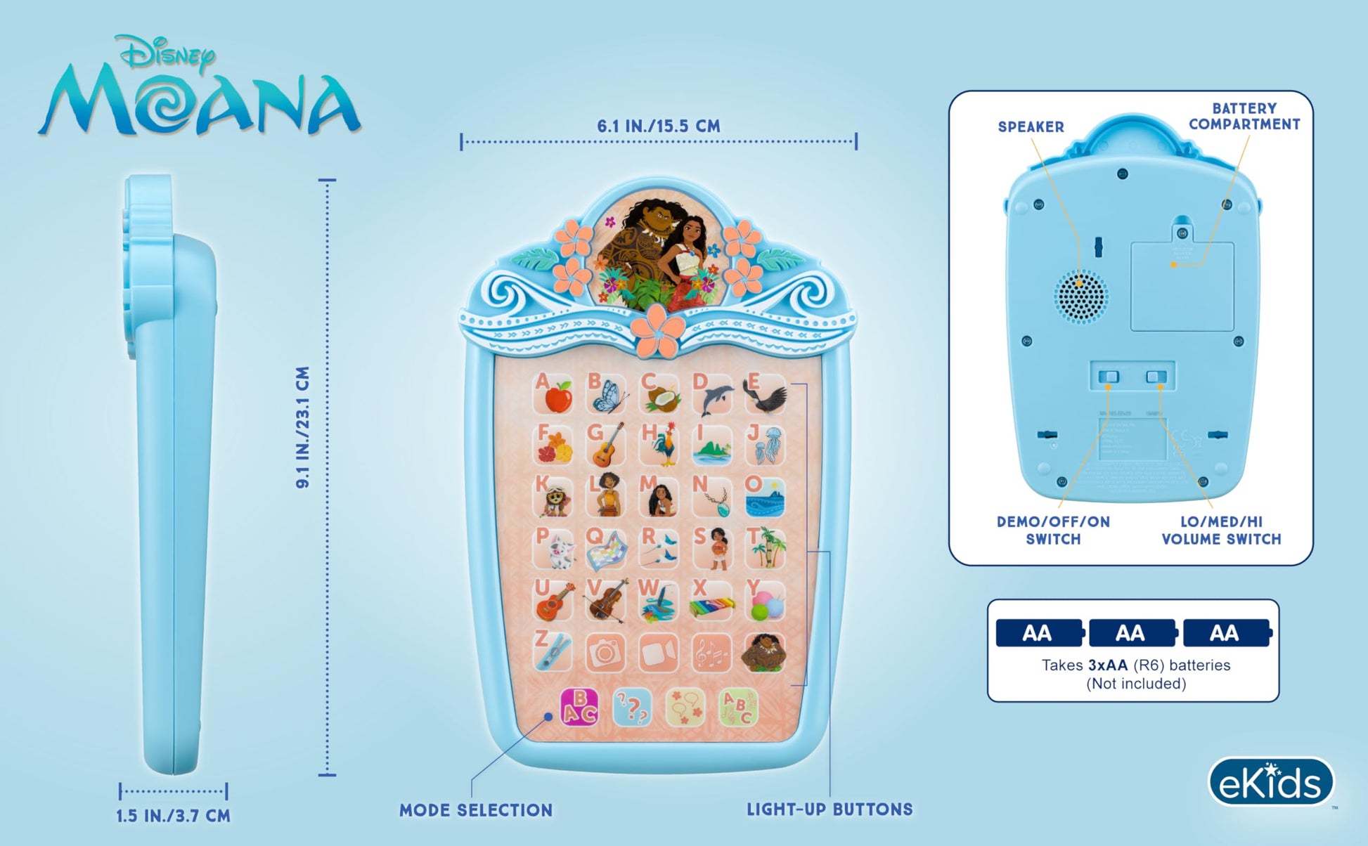 Disney Moana Kids Tablet with Preschool Learning Activities, Toddler Toys for Girls and Fans of Moana Toys