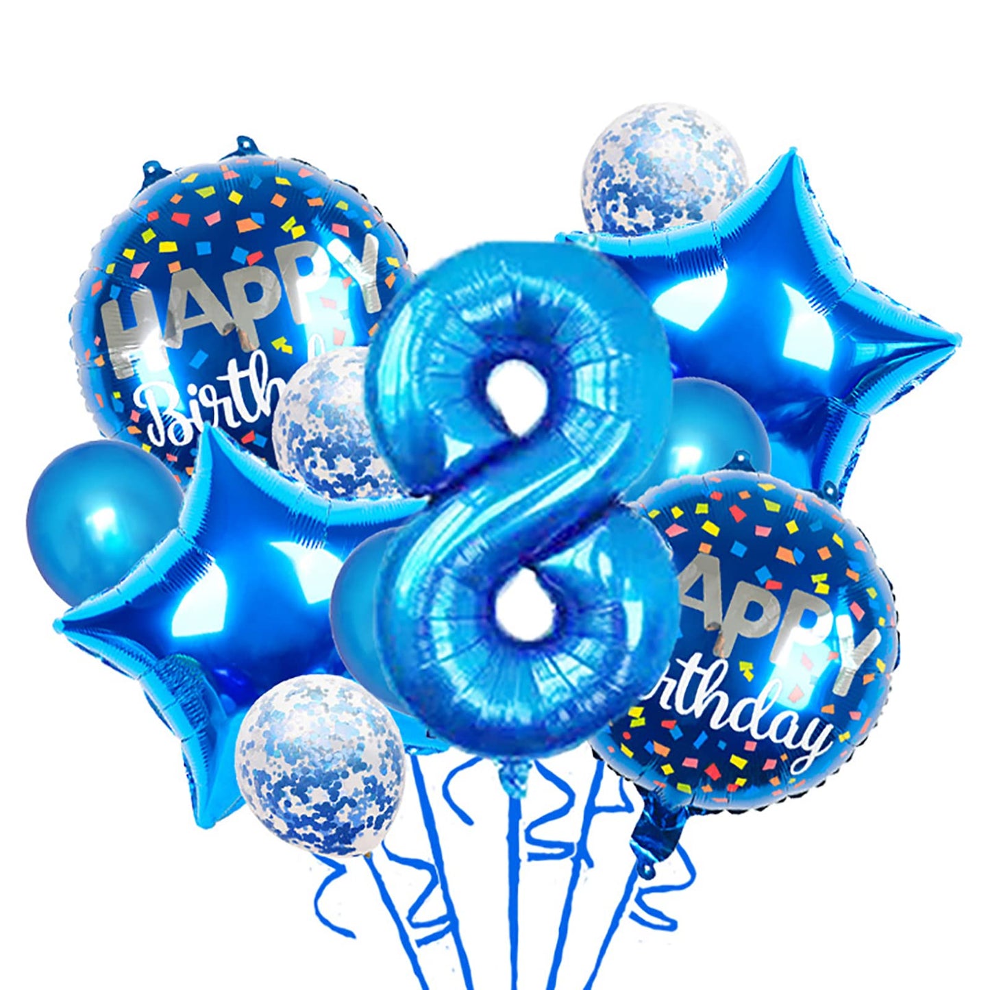 Balloons, 11 pcs Foil Balloons 8 year old for 8st Birthday Party Supplies Decoration? Confetti Balloon Kids Party Balloons Birthday Party Supplies 8