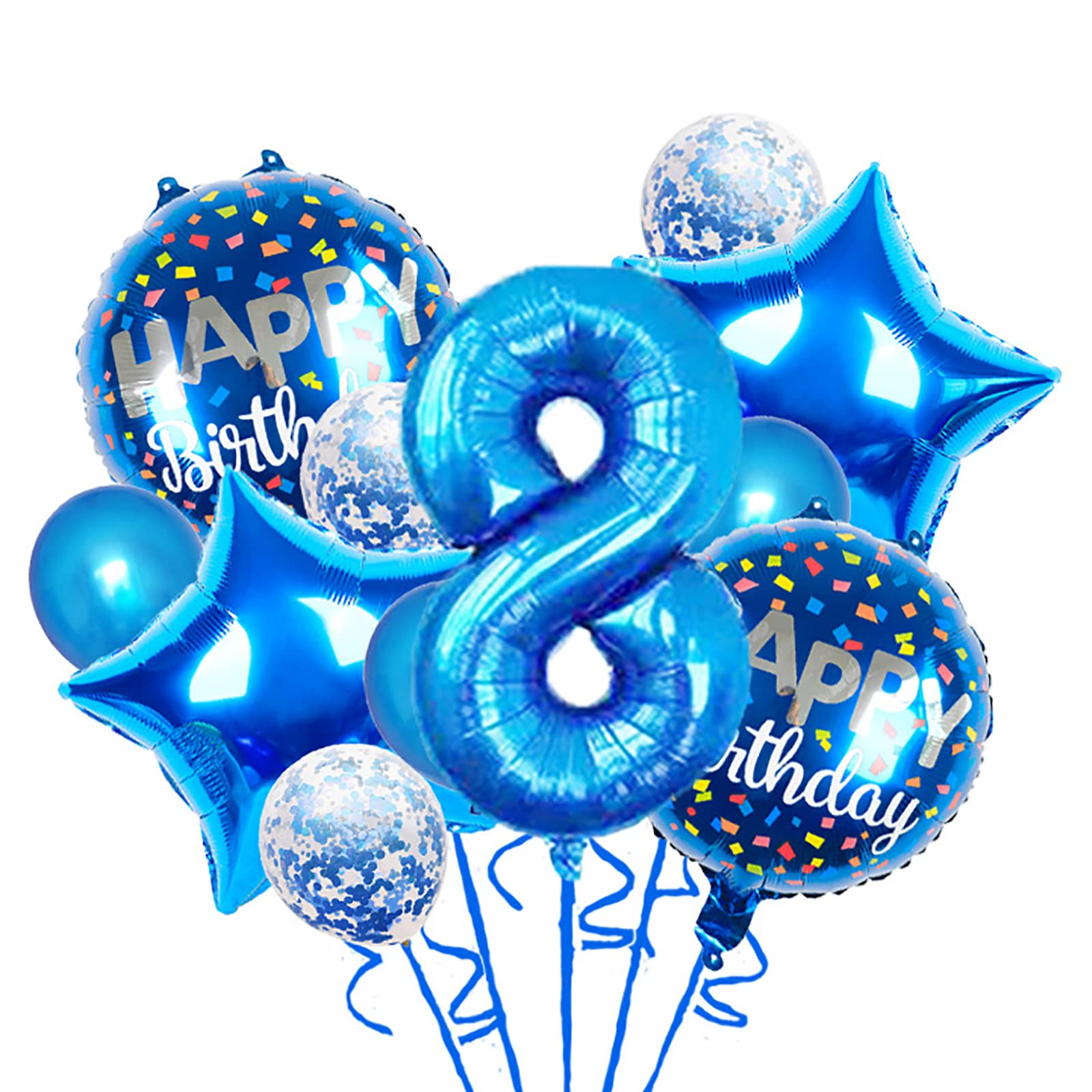 Balloons, 11 pcs Foil Balloons 8 year old for 8st Birthday Party Supplies Decoration? Confetti Balloon Kids Party Balloons Birthday Party Supplies 8