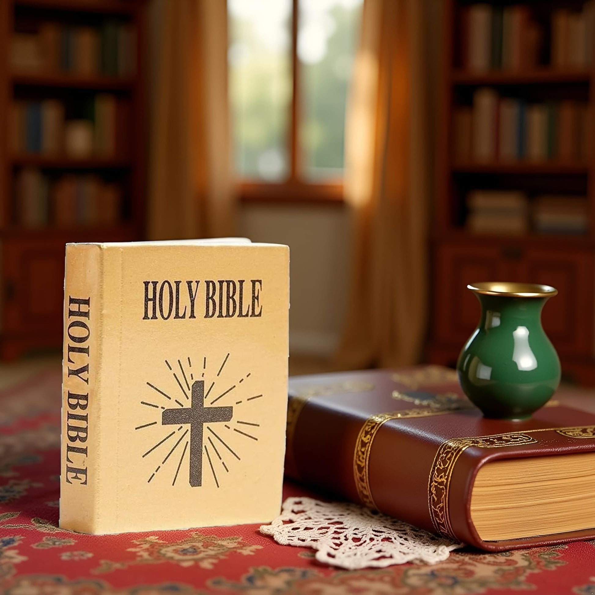 Brown Mini Bible Pocket Book Dollhouse Miniature Book Bookshelf Bedroom Library Accessories?Dollhouse Furniture, Miniature Dollhouse Accessories,Dolls