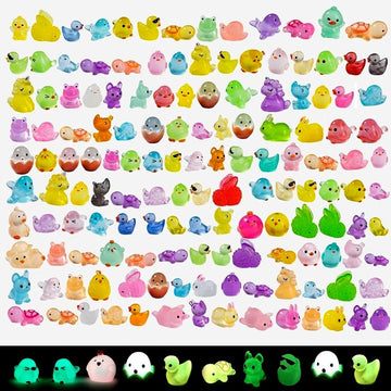 dsooldre 150pcs Glow in The Dark Mini Resin Animals,Bulk Miniature Figurines to Hide for Fairy Garden,Dollhouse,Aquarium & Micro Landscape DIY