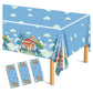 POAKYPA Blue Birthday Party Supplies, 3 Pack Rectangle Plastic Tablecloth, 54 in x 108 in, Waterproof PE Material, Dog Themed Table Cover for Pet