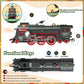 Christmas Electric Remote Control Train Set with Smoke, Lights, Sound, Locomotive, Cars and Remote Carriage, 3 Smoke Outlets, USB Rechargeable,