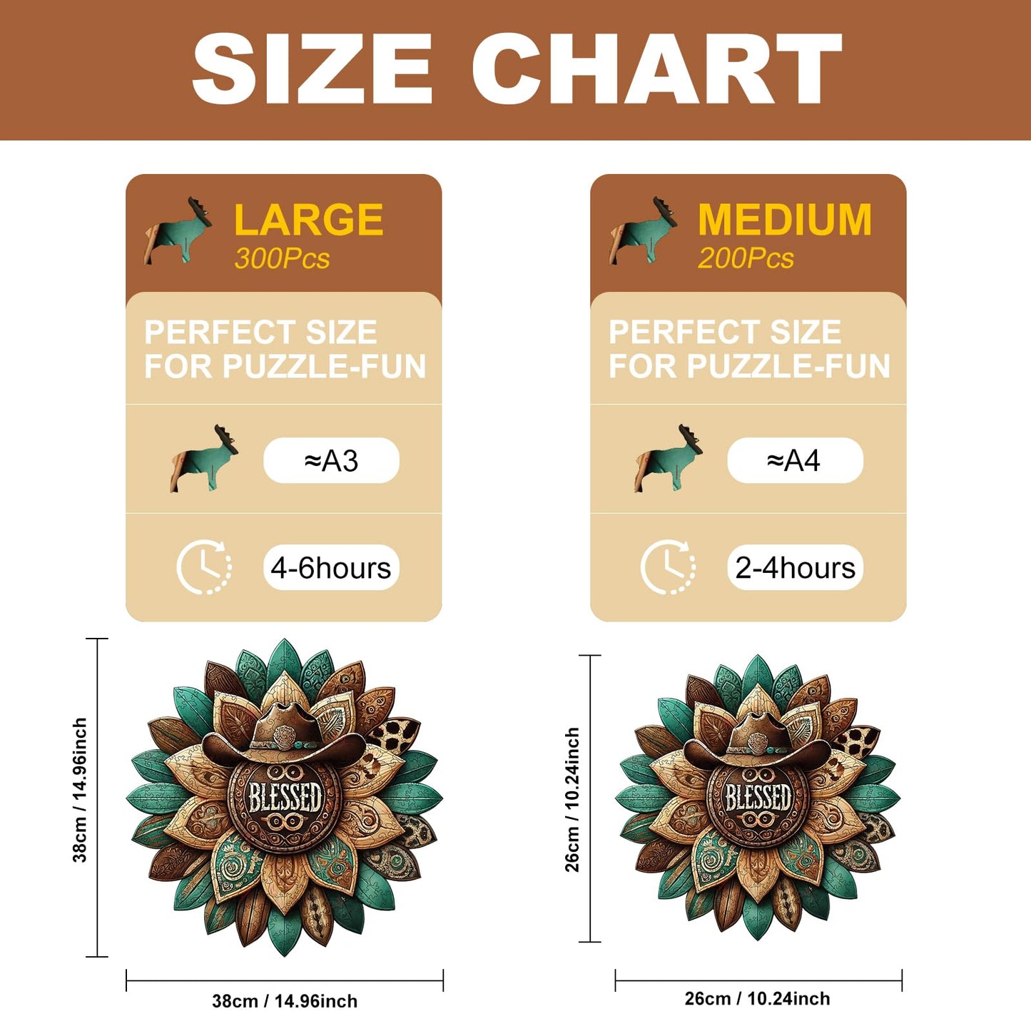 200 Pieces Blessed Wooden Puzzles for Adults, Cowboy Hat Unique Shaped Wooden Jigsaw Puzzles for Adults, Irregular Adult Wood Puzzle Creative Gift