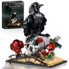 Gothic Raven & Skull Art Building Set, Skull Decor Features Ravens, Skulls, Roses, Crosses, and Books - Eye-Catching Table Centerpiece, Halloween or