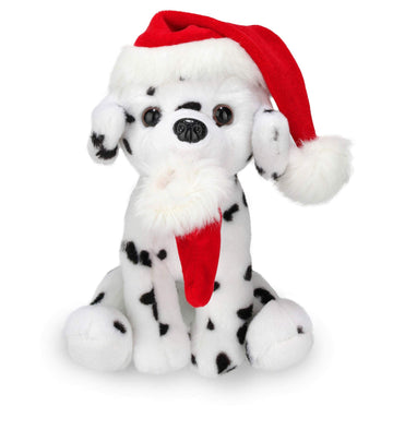 Plushland Xmas Pawpal with Santa Hat Stuffed Animals Plush Puppet Dog 8 Inches for Kids - A Perfect Christmas Day Gift on This Holiday for Babies