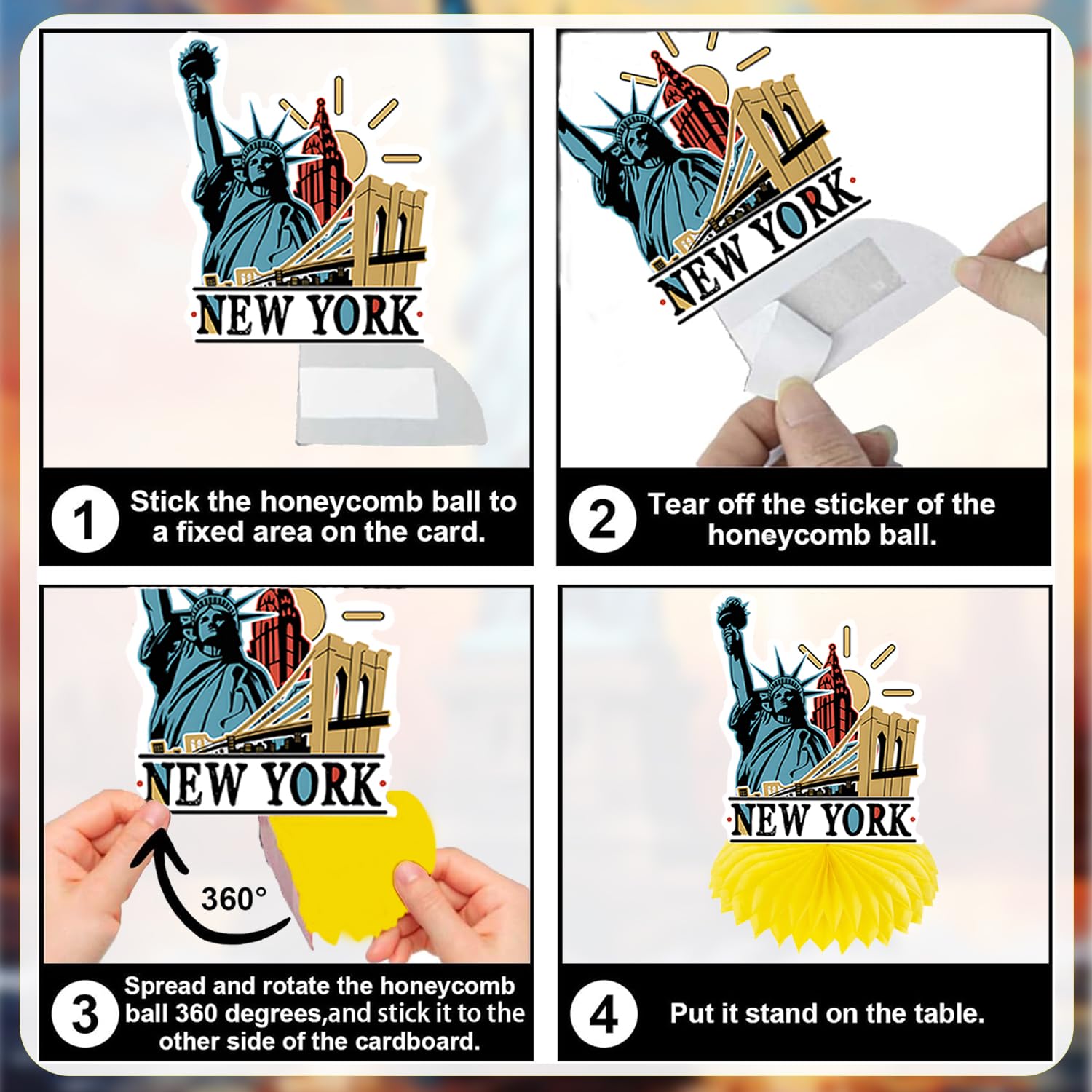 9PCS New York City Party Decoration American Nyc Honeycomb Centerpieces Decorations American Theme Party Table Supplies USA Nyc Decor Cityscape