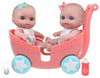 Lil Cutesies TWIN 8.5" All Vinyl Dolls and Stroller Set | Posable and Washable | Removable Outfits |Twin Stroller and Accessory | JC Toys | Ages 2+