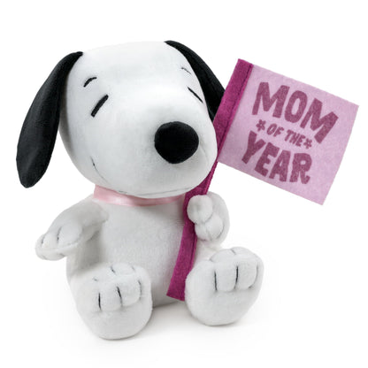 Hallmark Peanuts Snoopy with Flag Plush Toy, 6.5" (Mom of The Year) Gift for Mother's Day, Valentine's Day, Birthdays, Christmas