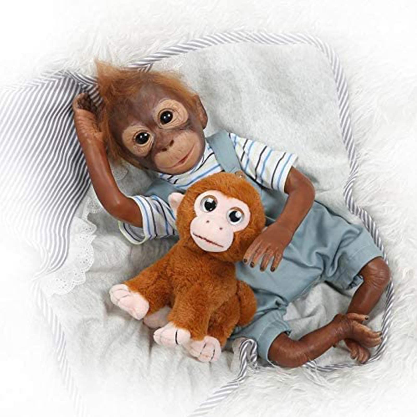 ZIYIUI 21 Inch Newborn Realistic Baby Doll Silicone Vinyl Reborn Monkey Dolls with Weighted Body Lifelike Flexible Collectible Art Doll That Look Real