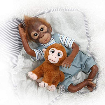 ZIYIUI 21 Inch Newborn Realistic Baby Doll Silicone Vinyl Reborn Monkey Dolls with Weighted Body Lifelike Flexible Collectible Art Doll That Look Real