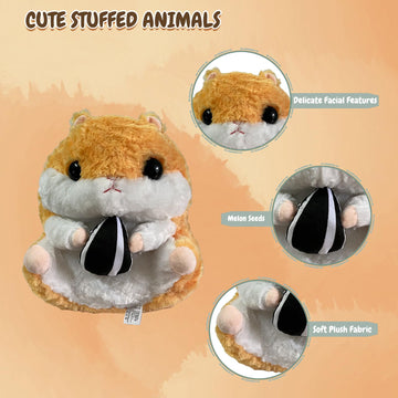 Arkdorz Cute Hamster Plush Toy,15.7inch Hamster Stuffed Animal Plush Pillow,Soft Stuffed Toy Birthday for Kids Boys Girls (Brown)